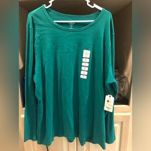 NWT St. John's Bay Essential Kelly Green Long Sleeve Tee Sz. 3X